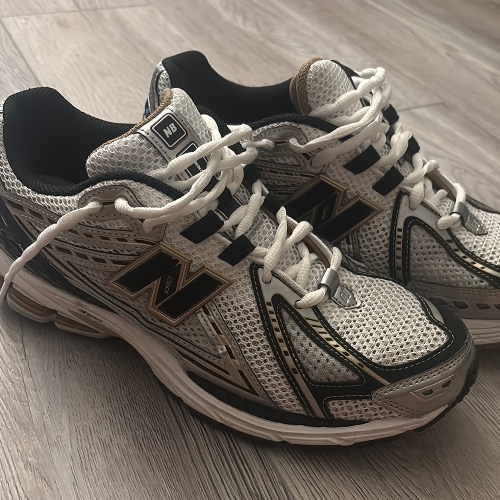 New Balance White and Black Athletic Sneakers